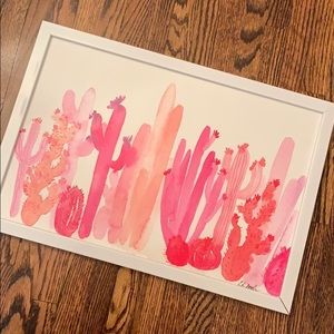 Pink Watercolor Cactus Wall Decor